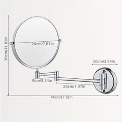 Stainless Steel Wall-Mounted 8-Inch 3X Magnification Makeup Mirror