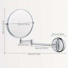 Stainless Steel Wall-Mounted 8-Inch 3X Magnification Makeup Mirror