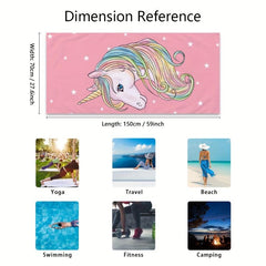 Pink Unicorn Beach Towel Microfiber Quick Drying 149x86cm