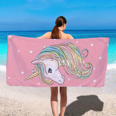 Pink Unicorn Beach Towel Microfiber Quick Drying 149x86cm