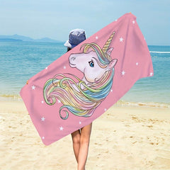 Pink Unicorn Beach Towel Microfiber Quick Drying 149x86cm