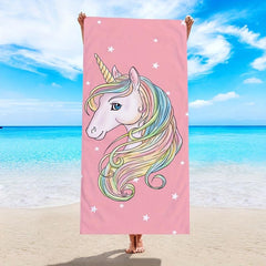 Pink Unicorn Beach Towel Microfiber Quick Drying 149x86cm