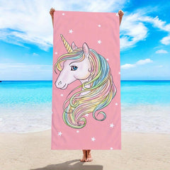 Pink Unicorn Beach Towel Microfiber Quick Drying 149x86cm