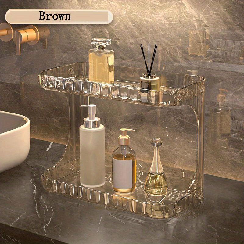 Large Capacity Double Layer Cosmetic Storage Rack for Bathroom Table