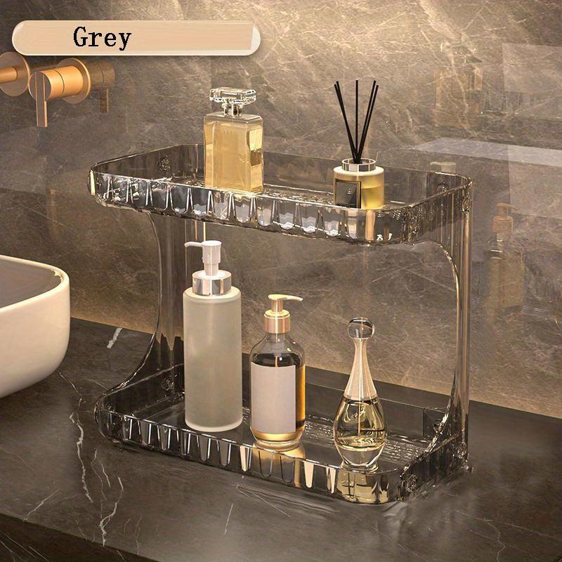 Large Capacity Double Layer Cosmetic Storage Rack for Bathroom Table