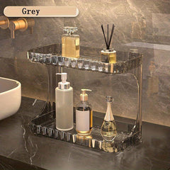 Large Capacity Double Layer Cosmetic Storage Rack for Bathroom Table
