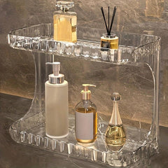 Large Capacity Double Layer Cosmetic Storage Rack for Bathroom Table