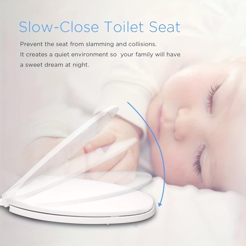 Slow Close Toilet Seat Easy Install Clean Lid Replacement Home Essential