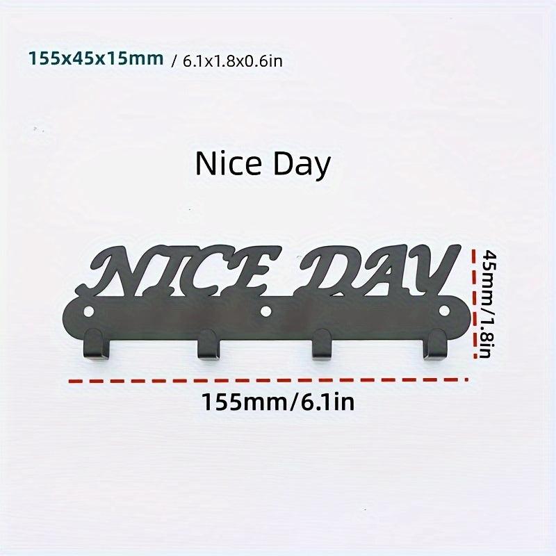 Metal Towel Rack Letter Rack With 4 Hooks Wall Mounted Towel Holder