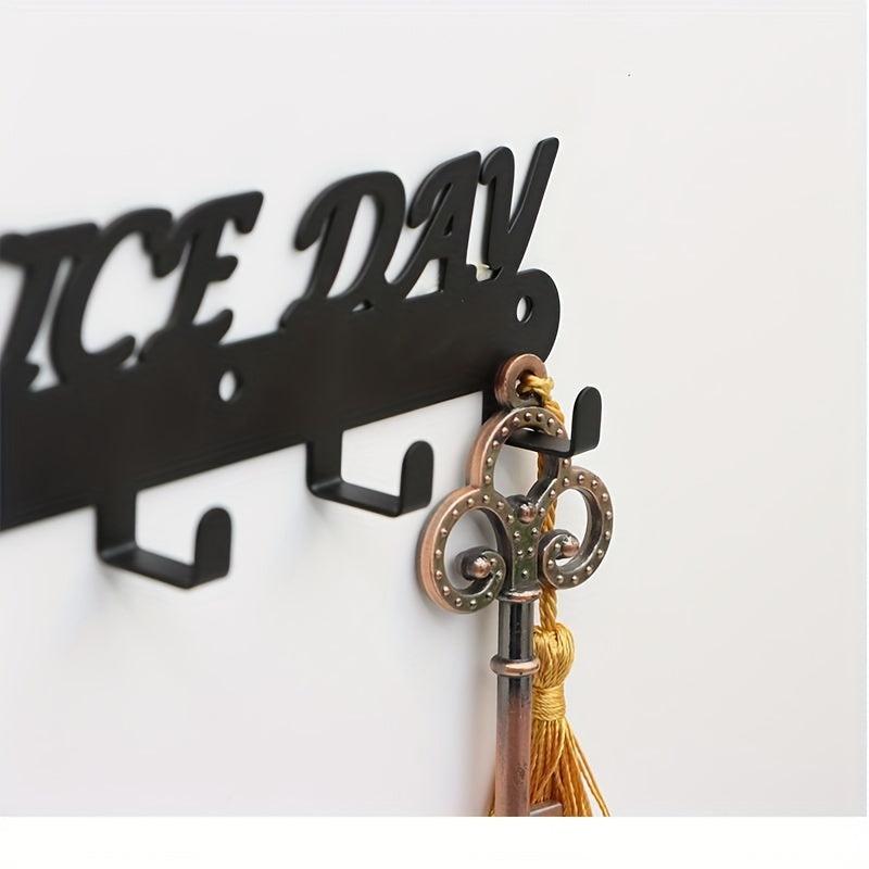 Metal Towel Rack Letter Rack With 4 Hooks Wall Mounted Towel Holder