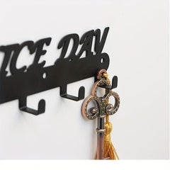 Metal Towel Rack Letter Rack With 4 Hooks Wall Mounted Towel Holder