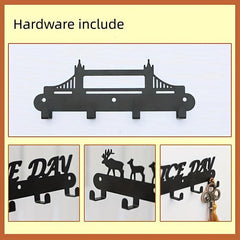Metal Towel Rack Letter Rack With 4 Hooks Wall Mounted Towel Holder