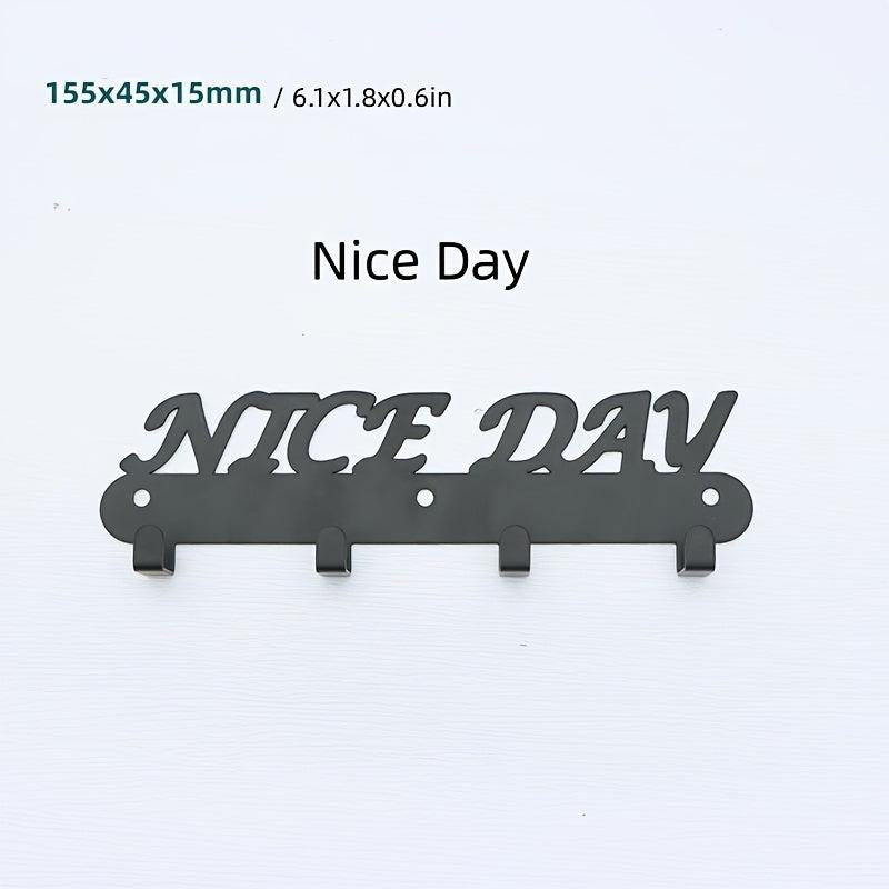 Metal Towel Rack Letter Rack With 4 Hooks Wall Mounted Towel Holder