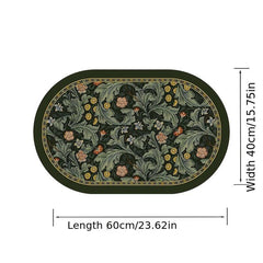 Leaf Pattern Oval Floor Mat Diatom Mud Absorbent Bath Rug Non slip