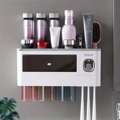Wall Mounted Toothbrush Holder with Automatic Toothpaste Dispenser