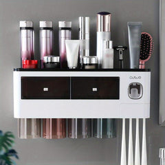 Wall Mounted Toothbrush Holder with Automatic Toothpaste Dispenser