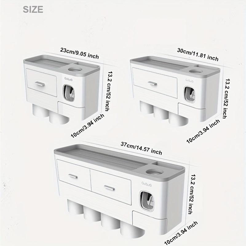Wall Mounted Toothbrush Holder with Automatic Toothpaste Dispenser