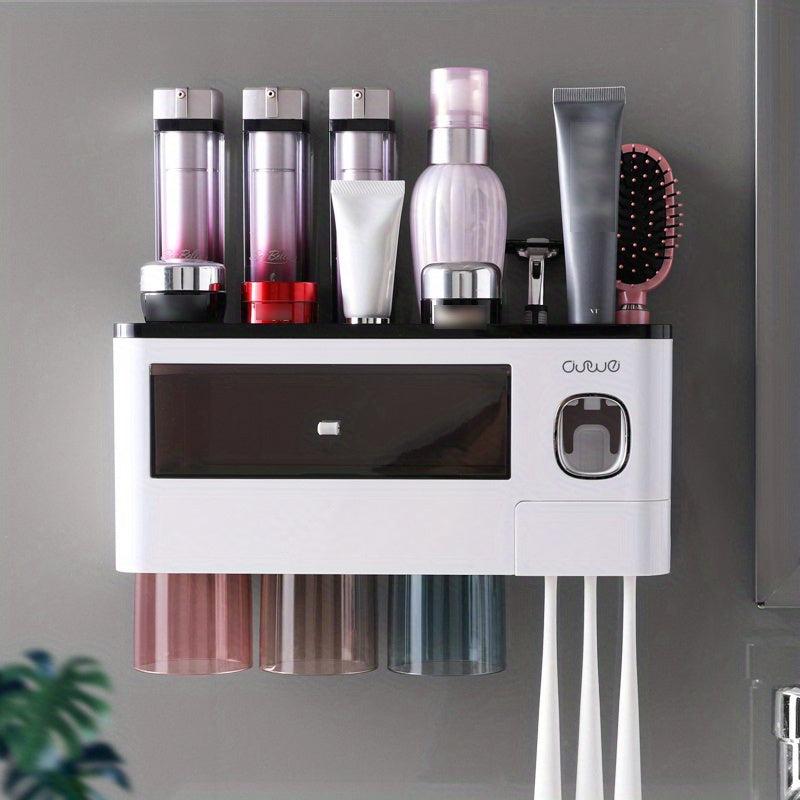 Wall Mounted Toothbrush Holder with Automatic Toothpaste Dispenser