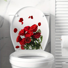 1pc Flower Toilet Sticker Rose Flower Waterproof Vinyl Sticker