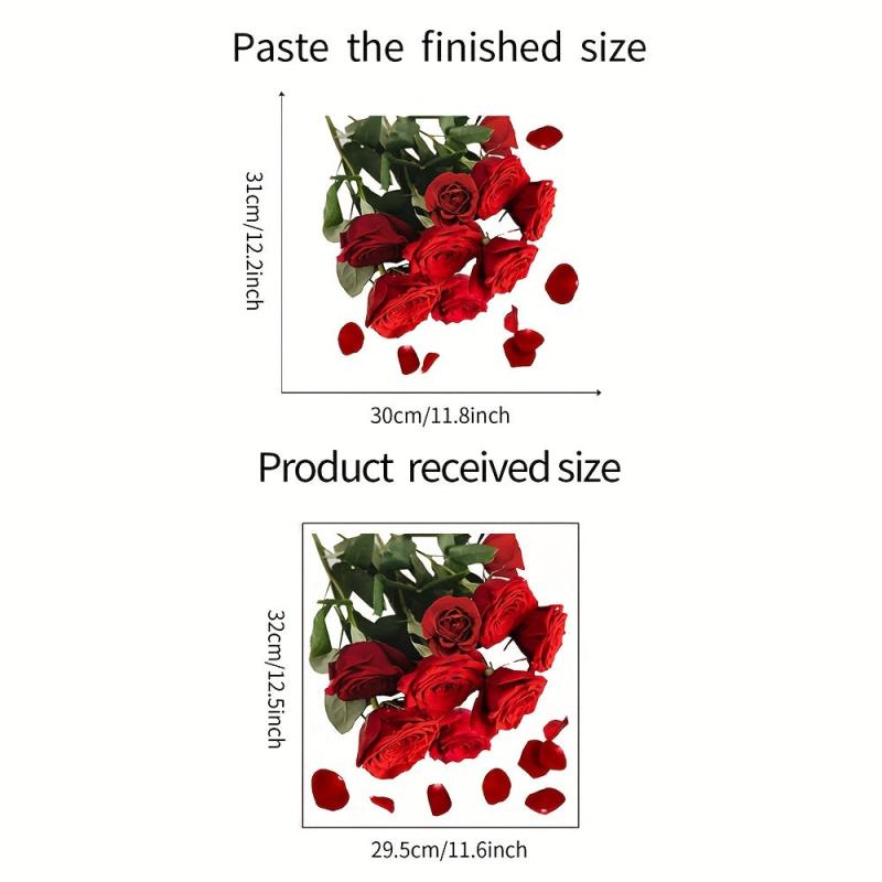 1pc Flower Toilet Sticker Rose Flower Waterproof Vinyl Sticker