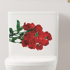 1pc Flower Toilet Sticker Rose Flower Waterproof Vinyl Sticker