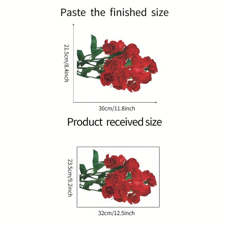 1pc Flower Toilet Sticker Rose Flower Waterproof Vinyl Sticker