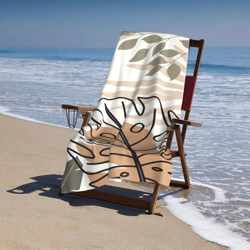 Tropical Leaf Microfiber Beach Towel - Sandproof & Absorbent