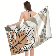 Tropical Leaf Microfiber Beach Towel - Sandproof & Absorbent