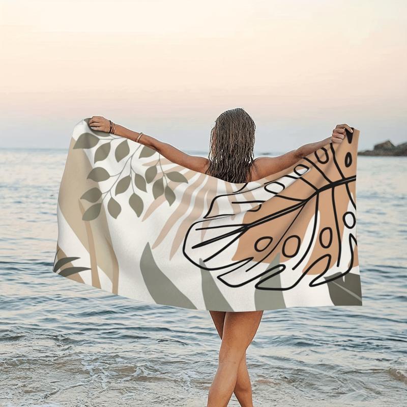 Tropical Leaf Microfiber Beach Towel - Sandproof & Absorbent