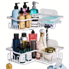 Adhesive Stainless Steel Shower Corner Caddy Wall Mounted Storage Rack