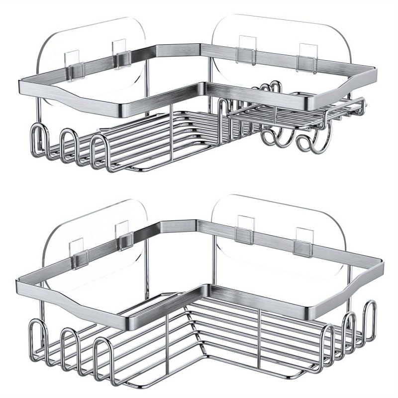 Adhesive Stainless Steel Shower Corner Caddy Wall Mounted Storage Rack