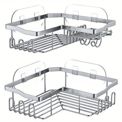 Adhesive Stainless Steel Shower Corner Caddy Wall Mounted Storage Rack