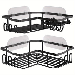 Adhesive Stainless Steel Shower Corner Caddy Wall Mounted Storage Rack