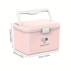 Portable 2-Layer Medicine Storage Box with Buckle & Handle
