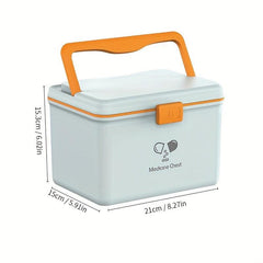 Portable 2-Layer Medicine Storage Box with Buckle & Handle