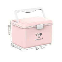 Portable 2-Layer Medicine Storage Box with Buckle & Handle