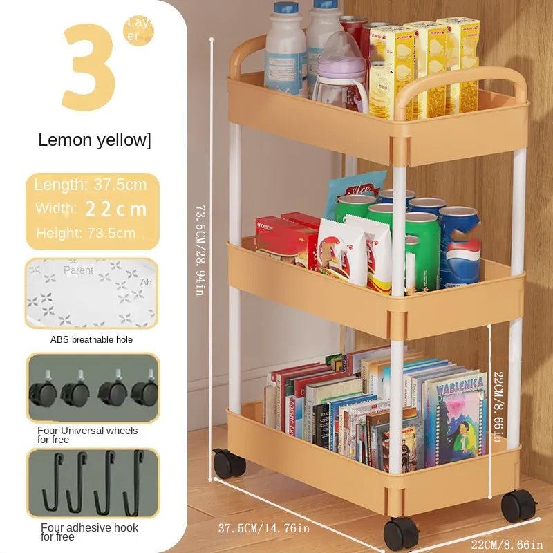 Large Capacity Bookshelf Desktop Shelf Floor Shelf Movable With Wheels