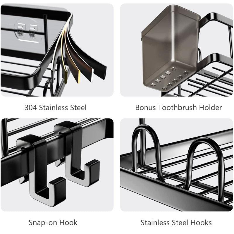 2pcs Stainless Steel Bathroom Shelf Corner Shower Caddy Rack Organizer