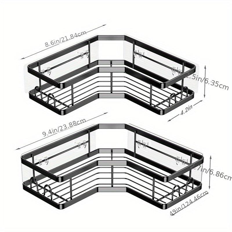 2pcs Stainless Steel Bathroom Shelf Corner Shower Caddy Rack Organizer