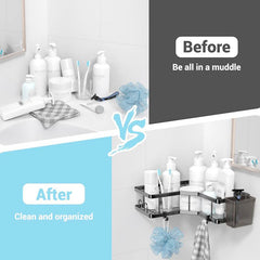 2pcs Stainless Steel Bathroom Shelf Corner Shower Caddy Rack Organizer