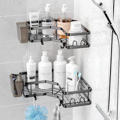 2pcs Stainless Steel Bathroom Shelf Corner Shower Caddy Rack Organizer