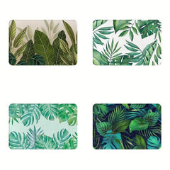 Tropical Green Leaves Floor Mat Soft Flannel Bath Rug