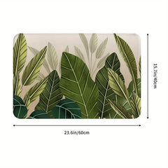 Tropical Green Leaves Floor Mat Soft Flannel Bath Rug