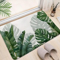 Tropical Plant Pattern Floor Mat Absorbent Non-slip Bath Rug