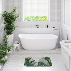 Tropical Plant Pattern Floor Mat Absorbent Non-slip Bath Rug