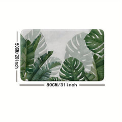 Tropical Plant Pattern Floor Mat Absorbent Non-slip Bath Rug