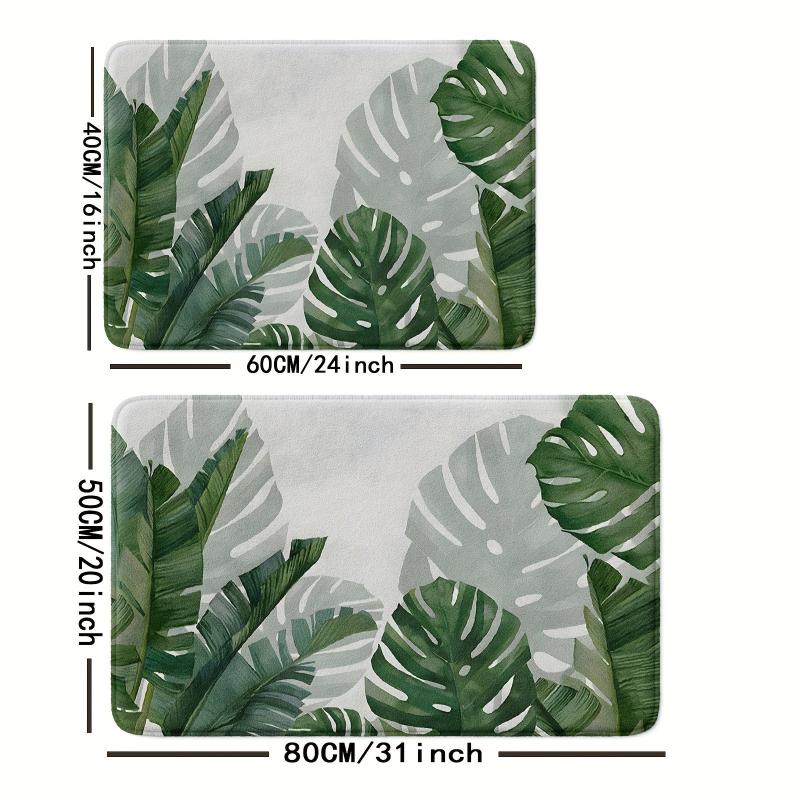 Tropical Plant Pattern Floor Mat Absorbent Non-slip Bath Rug