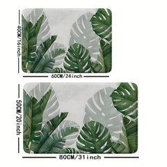 Tropical Plant Pattern Floor Mat Absorbent Non-slip Bath Rug