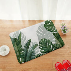 Tropical Plant Pattern Floor Mat Absorbent Non-slip Bath Rug