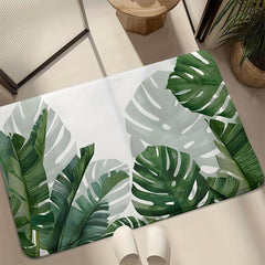 Tropical Plant Pattern Floor Mat Absorbent Non-slip Bath Rug